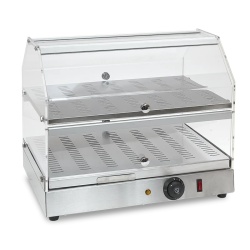 Vitrină caldă de banc cu 2 nivele, inox 50x36 cm - Img 4