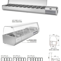 Vitrină frigorifică ingrediente cu capac sandwich sau pizza, 1328x260 mm, Infrico - Img 7