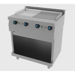 Fry top electric, cu suport deschis și suprafață netedă/striată, 80x60 cm - Img 2