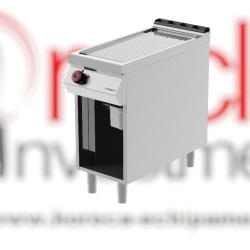 Grill simplu pe gaz cu placă striată cromată, dulap neutru deschis, Desco Italia