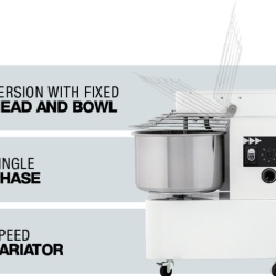 Malaxor cu spirală și invertor, cuvă și cap fixe 60 L, 48 kg - Img 3
