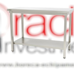 Masă de lucru din inox cu poliță, 2000x600 mm, Maxima