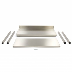 Masă de lucru inox cu poliță și rebord, 1000x600 mm - Img 3