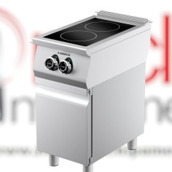 Mașină de gătit electrică cu plită vetroceramică, 2 zone de coacere și dulap neutru, Desco Italia