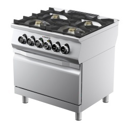 Mașină de gătit pe gaz cu 4 focuri și cuptor electric, aragaz profesional Desco Italia - Img 8