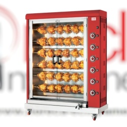 Rotisor electric roșu, 6 țepuse, 36 pui CB Italia