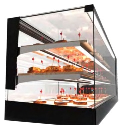 Vitrină frigorifică patiserie cu 2 rafturi, 1320x380x460 mm, Sayl - Img 3