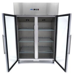 Dulap de congelare cu uși de sticlă, inox 1200 litri, cu roți, Maxima - Img 9
