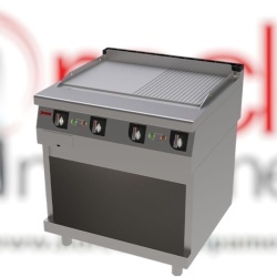 Fry top electric cu suprafață netedă/striată 80x75 cm și suport neutru