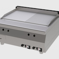 Fry top pe gaz cu suprafata neteda/striata 800 x 750 mm