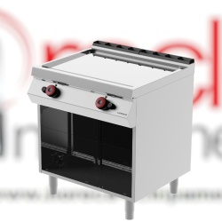 Grill dublu cromat pe gaz, cu placă netedă, pe suport deschis Desco