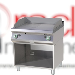 Grill dublu CROMAT pe gaz cu placă netedă/ striată, pe suport deschis