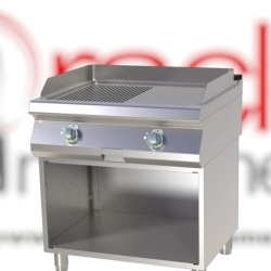 Grill dublu electric CROMAT cu placă netedă/striată, pe suport deschis