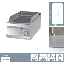 Grill simplu CROMAT pe gaz cu placă neteda, de banc - Img 3
