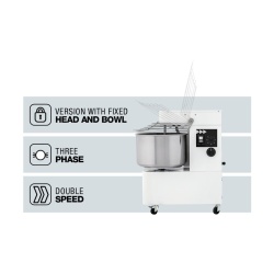 Malaxor aluat cu spirală hidratare 85%, cuvă și cap fixe, 24 kg, 2 viteze, IBT H2O 30 2V - Img 2