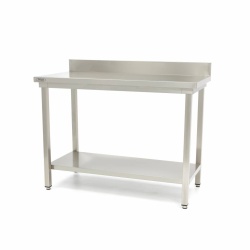 Masă de lucru inox cu poliță și rebord, 1000x700 mm - Img 5