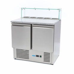 Masă frigorifică de Pizza cu 2 uși și vitrină de sticlă - Img 2