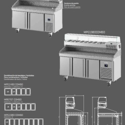 Masă frigorifică pentru salate sau pizza cu vitrină, 480 litri, 1710x1106 mm, Infrico - Img 5