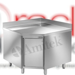 Masă inox tip dulap pe colț, cu rebord Amitek
