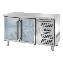 Masă rece cu 2 uși din sticlă 136x70x85 cm, 282 litri, Amitek - Img 2