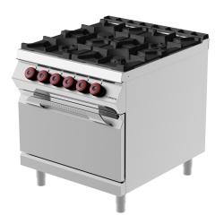 Mașină de gătit pe gaz cu 4 focuri și cuptor electric, aragaz profesional, Desco Italia - Img 4