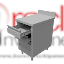 Modul neutru cu 4 sertare GN1/1 și rebord