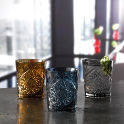 Set 12 pahare de sticlă negre, Whisky 355 ml, Hobstar Icon Black - Img 5