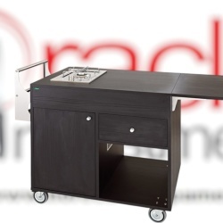 Cărucior de servire cu sistem de flambare, 1 Plită inox cu 1 arzător