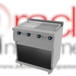 Fry top electric, cu suport deschis și suprafață netedă/striată, 80x60 cm