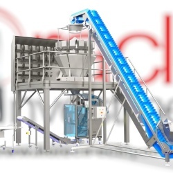 Linie industrială cu bandă de cântarire și ambalare