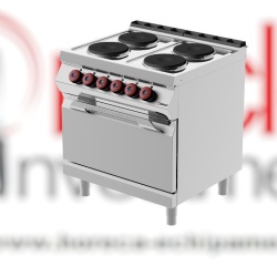 Mașină de gătit electrică cu 4 plite rotunde și cuptor, Desco Italia