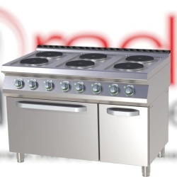 Mașină de gătit electrică cu 6 focuri, cuptor electric și dulap neutru