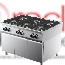 Mașină de gătit pe gaz cu 6 focuri și dulap neutru închis, Desco Italia