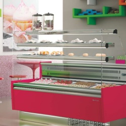 Vitrină cu temperatură dublă de expunere prăjituri, inox 978x1040 mm, patiserie, cofetărie sau brutărie Infrico - Img 3