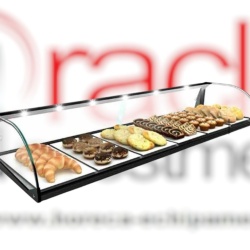 Vitrină neutră curbată iluminată LED, 840x380x170 mm, Sayl