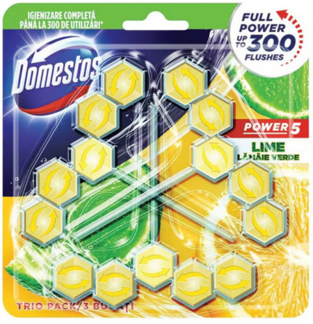 Odorizant toaleta Domestos Power 5 Lime 3*55 g