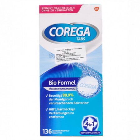 COREGA TABLETE EFERVESCENTE PENTRU CURATAREA SI IGIENIZAREA PROTEZEI DENTARE 136 BUC