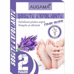 Sosete exfoliante pentru talpi cu parfum de lavanda 2 perechi Augama