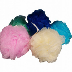 Burete de baie rotund tip puf, Elina Med, 50g, Culori Mixte (Verde, Albastru, Roz, Galben)
