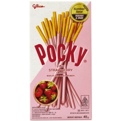 POCKY betisoare de biscuit cu aroma de capsuni 45gr