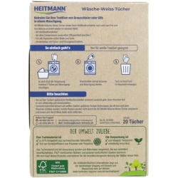Șervețele Albire Rufe HEITMANN Weiß-Tücher, Redă Albul Strălucitor, Protecție Împotriva Îngălbenirii, 20 bucăți - Img 2