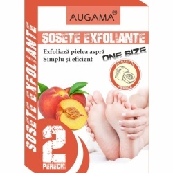 Sosete exfoliante pentru talpi cu piersica 2 perechi Augama