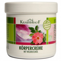 Cremă de Corp Krauterhof cu Ulei de Măceșe, 250ml – Hidratare Intensă, Regenerare și Elasticitate – Ideală pentru Piele Uscată și Prevenirea Semnelor de Îmbătrânire – Calitate Germană