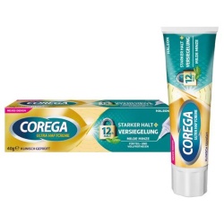Cremă Adezivă pentru Proteză Dentară Corega Ultra Haftcreme Starker Halt, Fixare Puternică 12h, Sigilare Împotriva Alimentelor, Gust Mentă Delicată, 40g