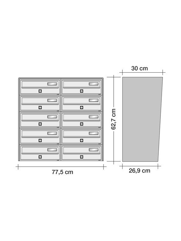 Casete postale in set de 10 unitati/apt model SLIM - Img 2