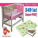 Pachet PROMOTIONAL patut bebe junior si saltea cocos – burete – cocos