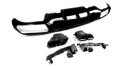 Difuzor Bara Spate AMG cu Ornamente Evacuare Mercedes E-Class W213 (2016-2020) Versiune Standard, Design negru, Inox, Best Quality - Img 3