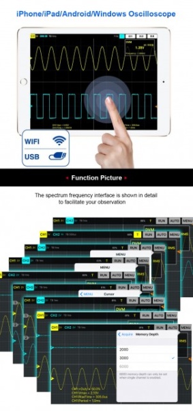 Osciloscop Digital Hantek iDSO1070A iPhone/iPad/Android/Windows Oscilloscope WIFI - Img 5