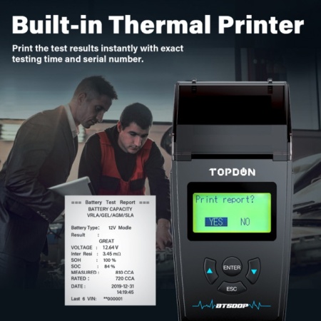 Tester AUTO baterii Topdon BT500P cu imprimanta incorporata , 12-24V, model profesional - Img 6