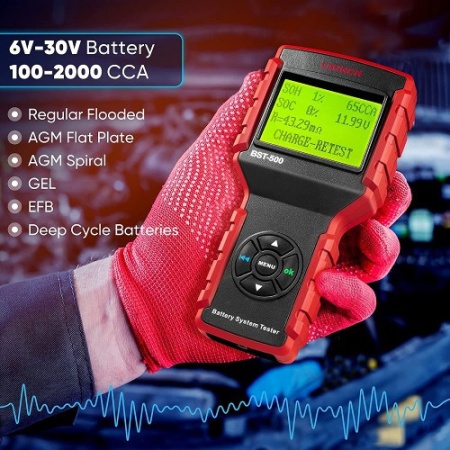 Tester de baterii auto launch x431 Bst 500 bluetooth alternator, electromotor auto 12V 24V 100-2000CCA - Img 3